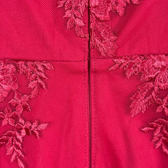 Guess Embroidered Floral Layered Lace Asymmetrical Mini Slip Dress Womens 8 Red - Picture 7 of 11